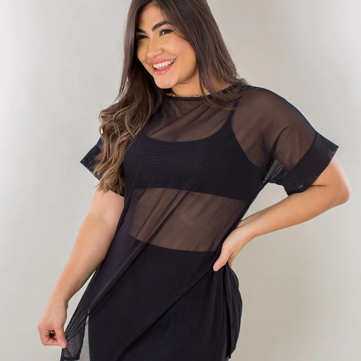Blusa Meia Manga Tule