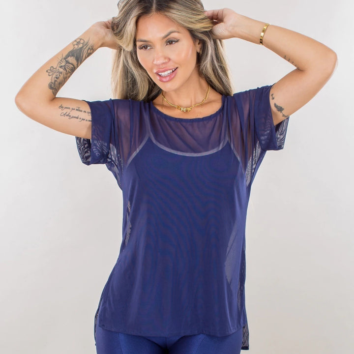 Blusa Meia Manga Tule