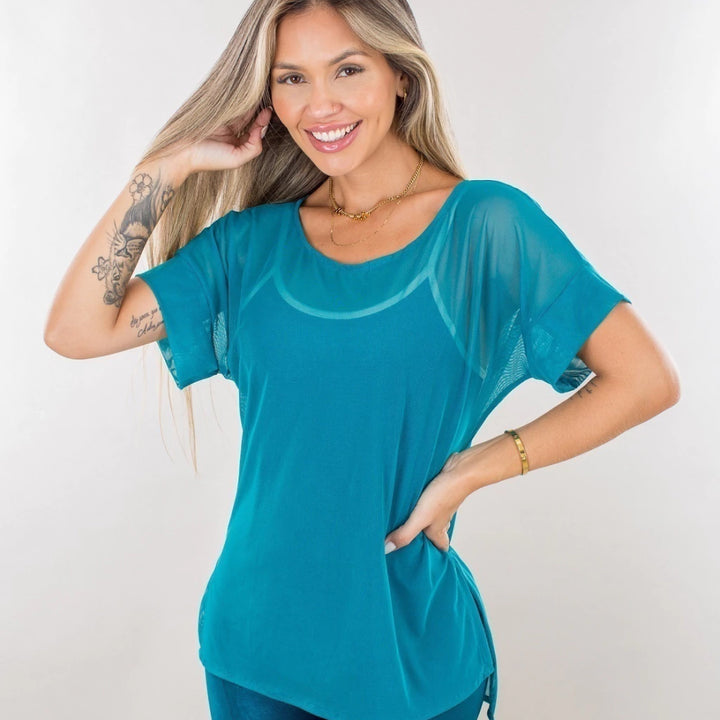 Blusa Meia Manga Tule