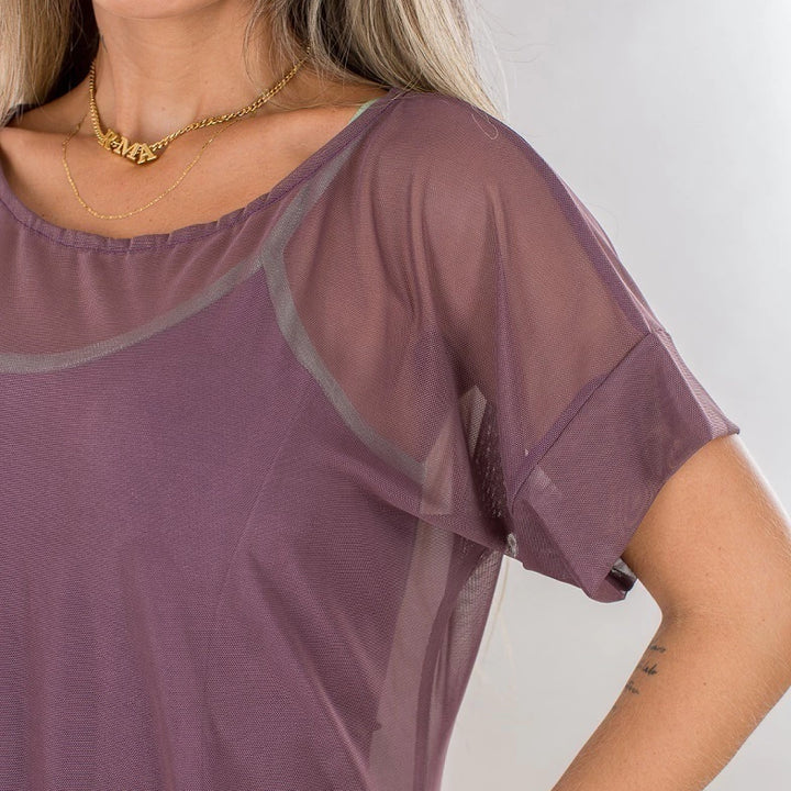 Blusa Meia Manga Tule