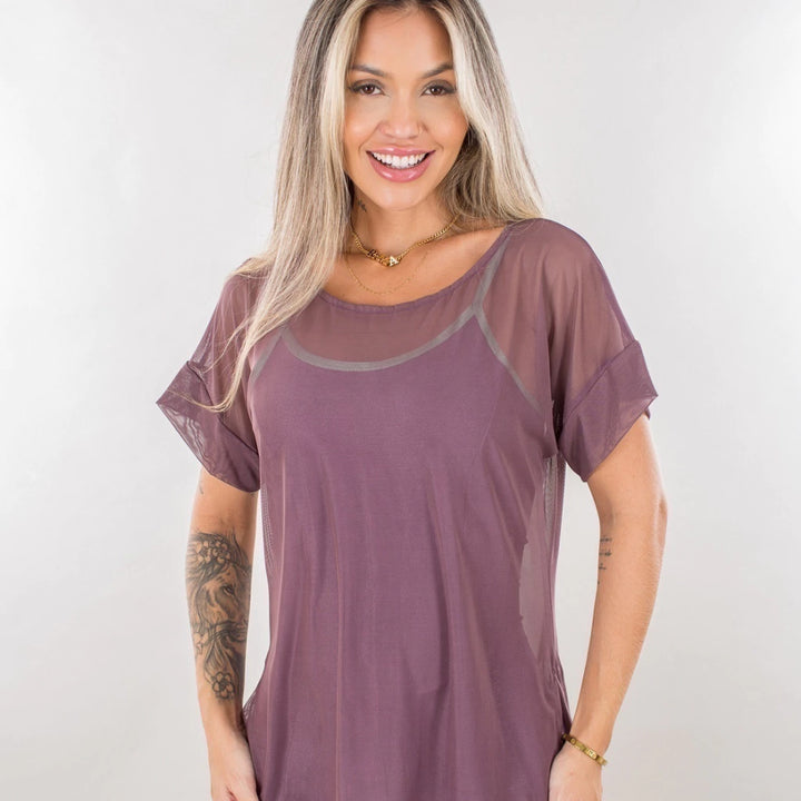 Blusa Meia Manga Tule