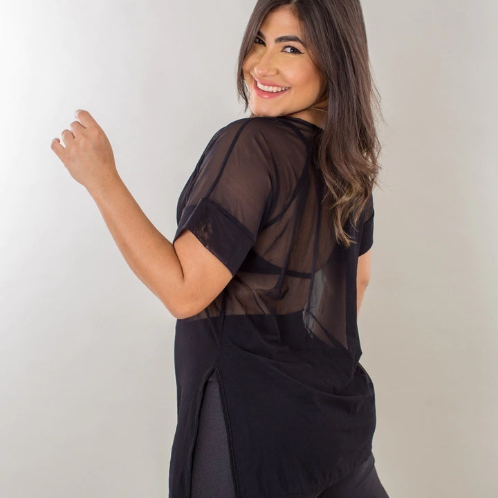 Blusa Meia Manga Tule