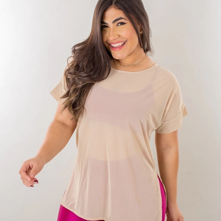 Blusa Meia Manga Tule